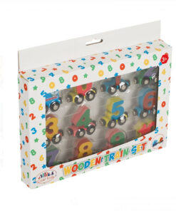 Alternative view of Trenulet din lemn cu piese magnetice, 12 piese, cu numere