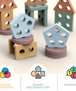 Alternative view of Joc sortator de forme geometrice pe 5 coloane, Pastel