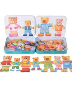 Puzzle magnetic din lemn Imbraca Familia Ursuletilor, 3 ani+