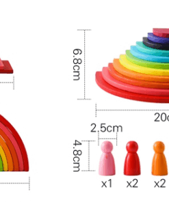 Alternative view of Set 44 piese lemn, Curcubeu si Cilindrii Montessori, 12 luni+