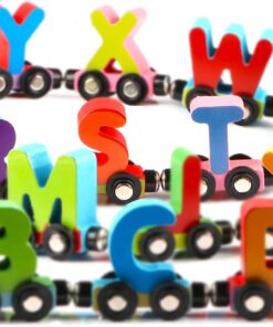 Alternative view of Trenulet din lemn cu piese magnetice, 27 piese, Alfabet 3 ani+