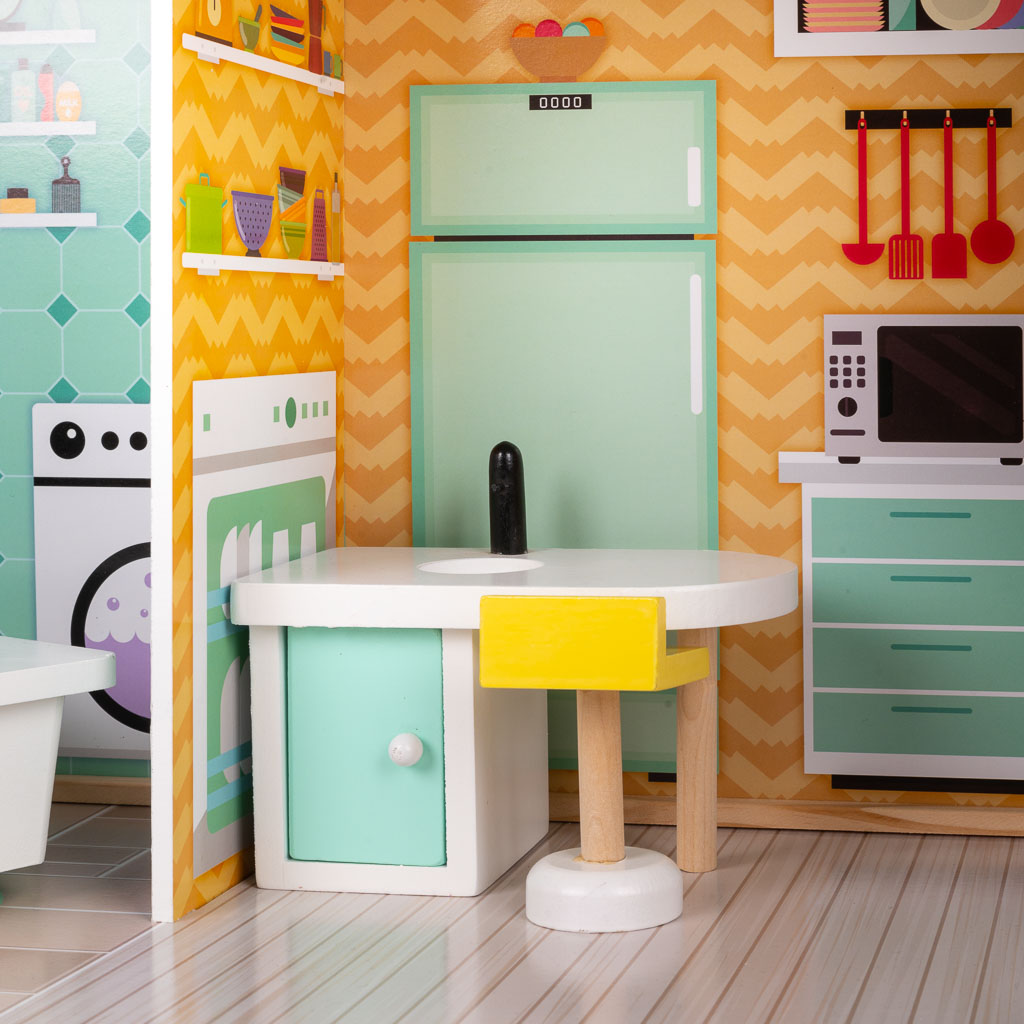 Casa de papusi din MDF, 110 cm, complet utilata si mobilata - imagine 11