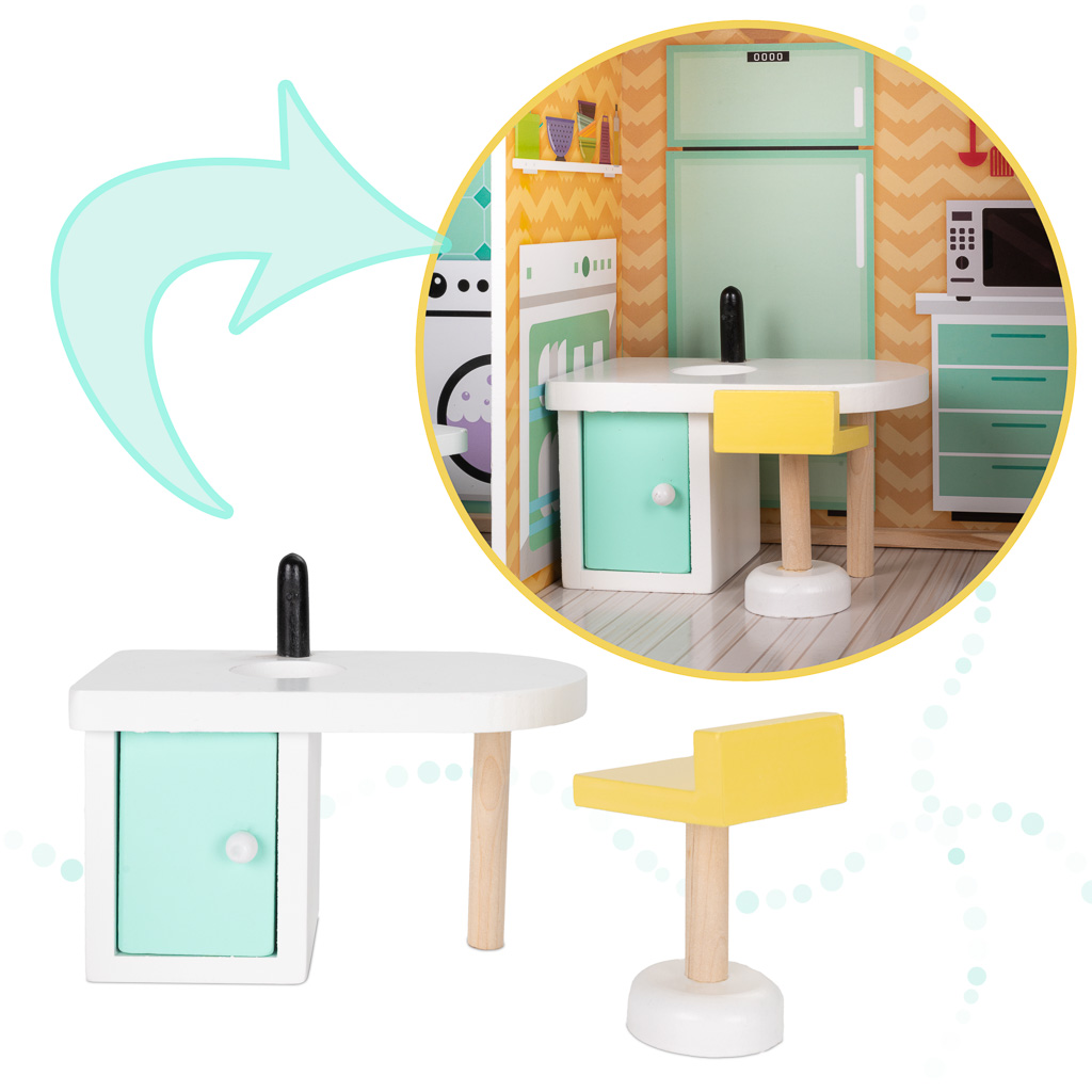 Casa de papusi din MDF, 110 cm, complet utilata si mobilata - imagine 6