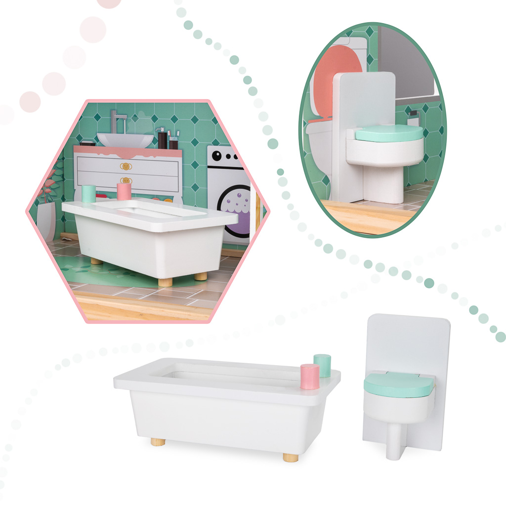 Casa de papusi din MDF, 110 cm, complet utilata si mobilata - imagine 5