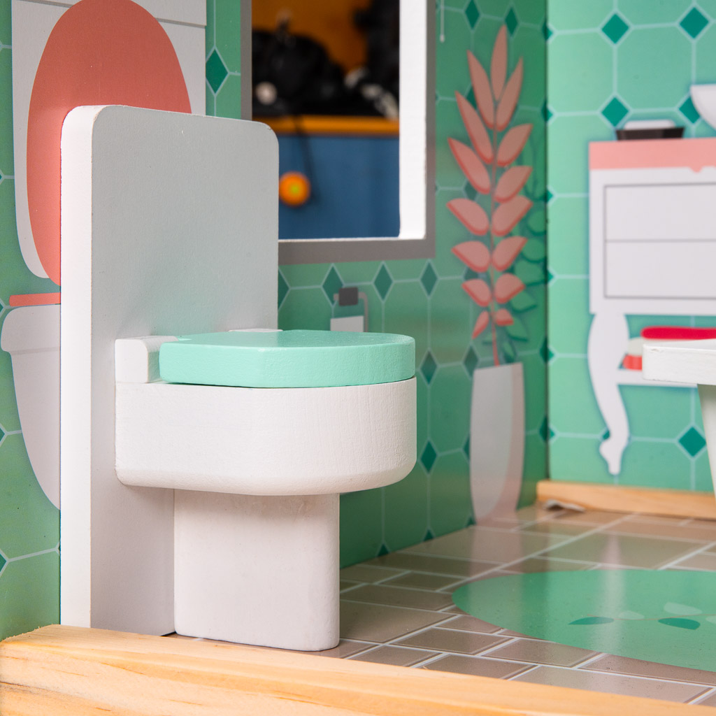 Casa de papusi din MDF, 110 cm, complet utilata si mobilata - imagine 4