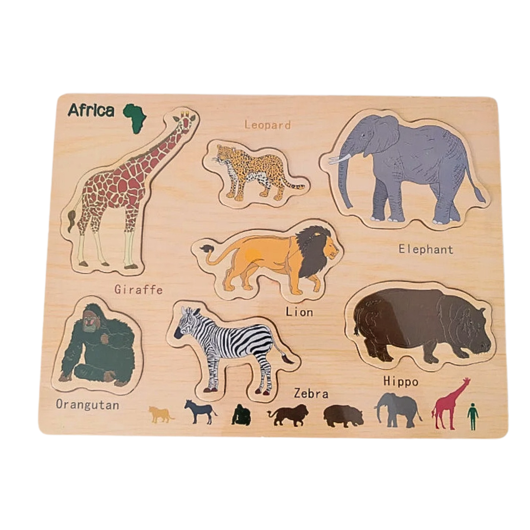 Puzzle educativ din lemn animale din Africa