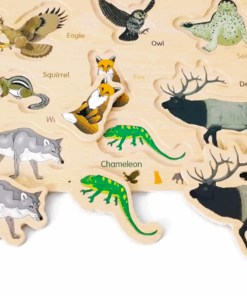 Alternative view of Puzzle educativ din lemn animale din America