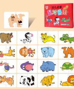Set 16 Puzzle de asociere din 2 piese mari, Animale
