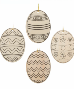 Set pentru activitati lucru manual si crafts, 4 oua din lemn de colorat