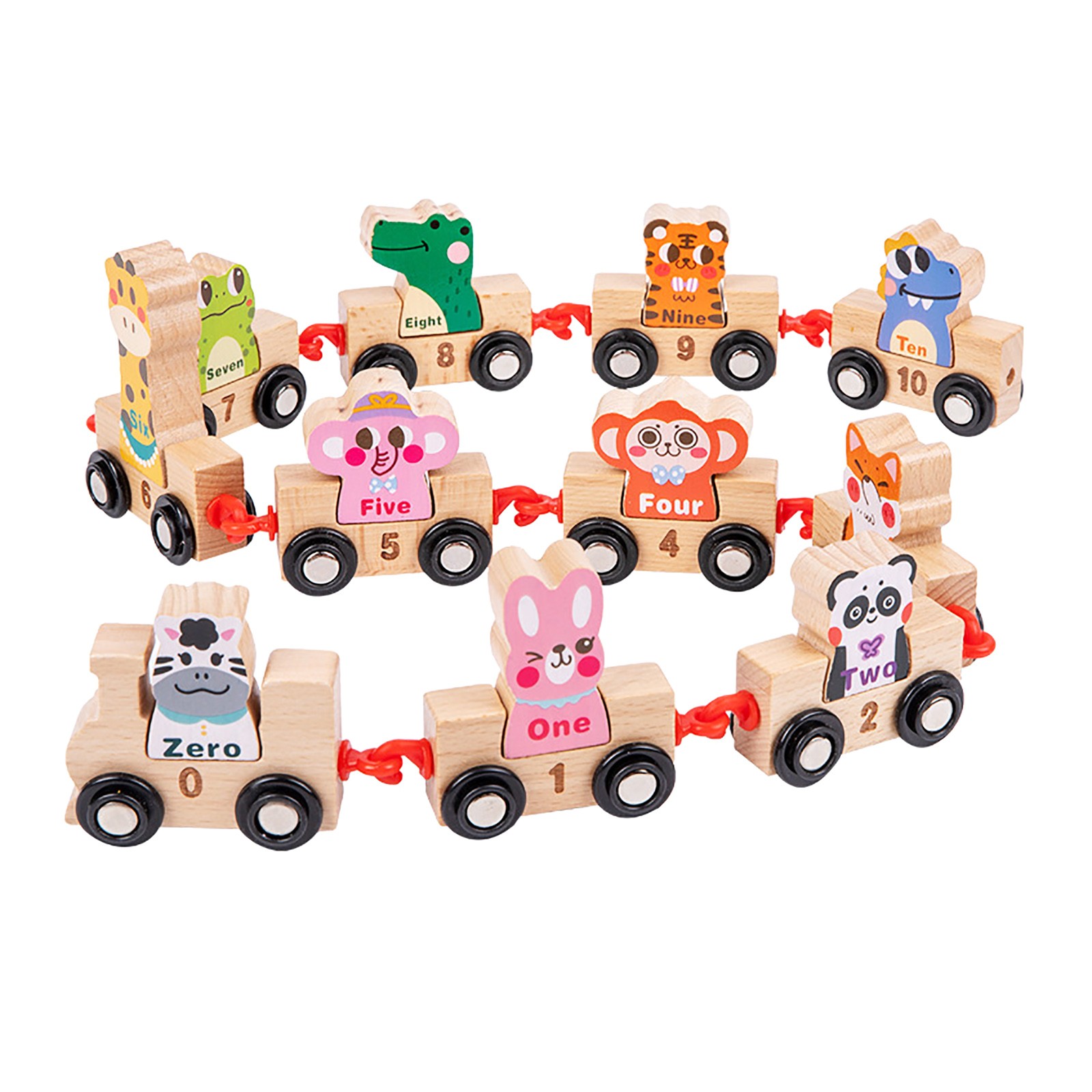 Joc educativ - Trenulet din lemn cu cifre, 3 ani+ - imagine 3