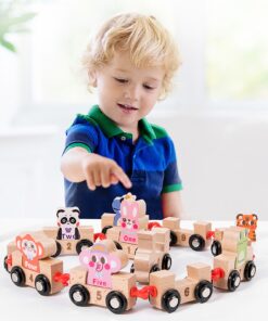 Joc educativ - Trenulet din lemn cu cifre, 3 ani+