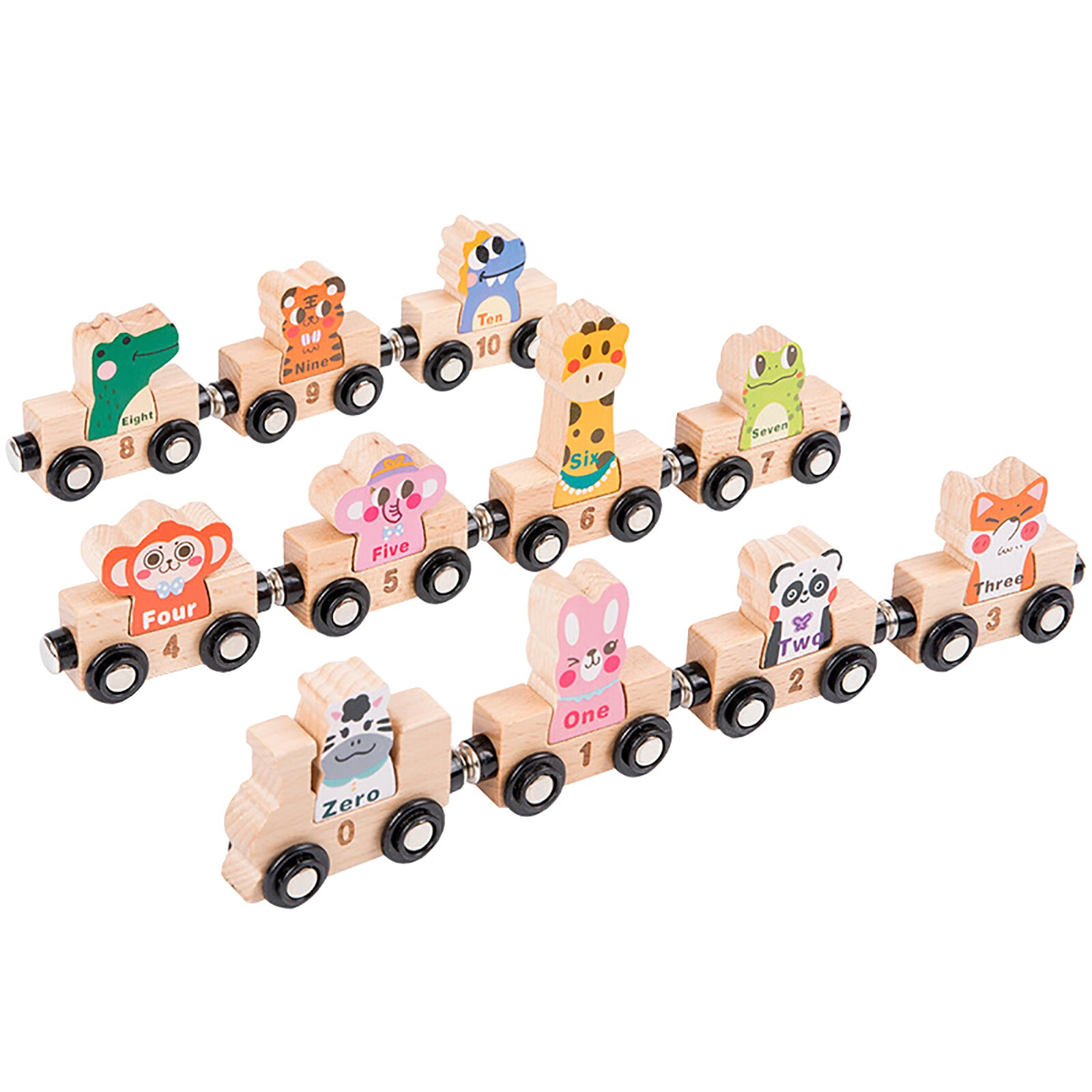 Joc educativ - Trenulet din lemn cu cifre, 3 ani+ - imagine 6