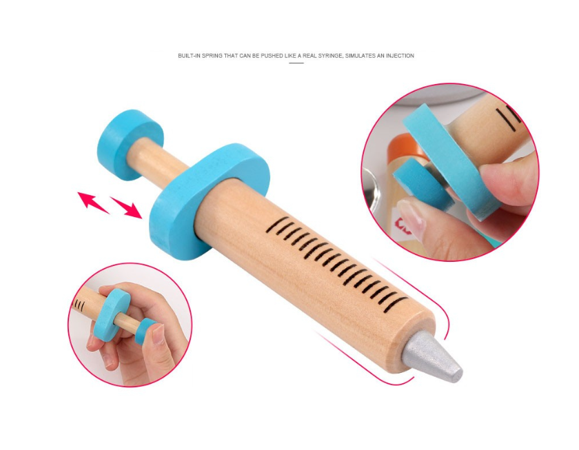 Jucarie de Rol din lemn - Set Medic Dentist, 20 piese - imagine 3