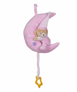 Jucarie de plus pentru patut si carucior - Carusel muzical cu lumini, roz