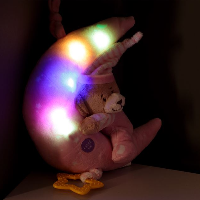 Jucarie de plus pentru patut si carucior - Carusel muzical cu lumini, roz - imagine 2