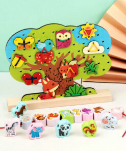 Joc Montessori 2 in 1 Pomul, snuruit si insirat, 3 ani