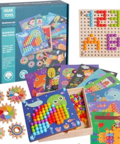 Joc mozaic lemn cu butoni mari, Mosaic, 3 ani+