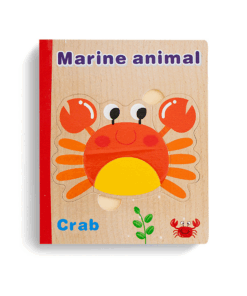 Carte Puzzle din lemn - Animale marine, 3 ani