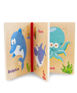 Alternative view of Carte Puzzle din lemn - Animale marine, 3 ani