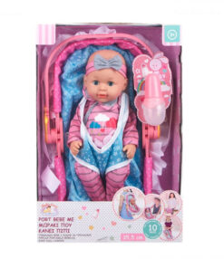Papusa, Bebelus, 10 cu sunete si port bebe, 35 cm