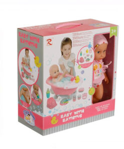 Papusa, Bebelus,11 accesorii si cadita, 35 cm