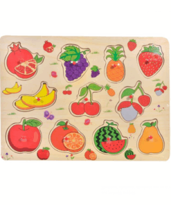 Puzzle incastru din lemn cu butoni - 11 Fructe