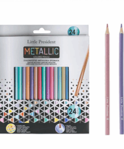 Creioane Colorate Subtiri - 24 BUC, Culori Metalizate