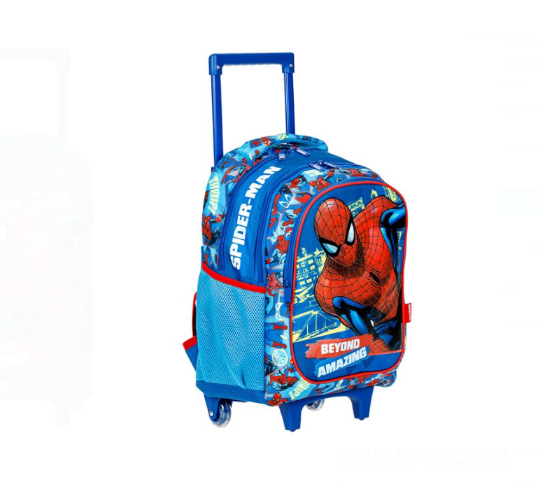 Ghiozdan, Troler scoala pentru baieti, SPIDERMAN, 2 compartimente - imagine 6