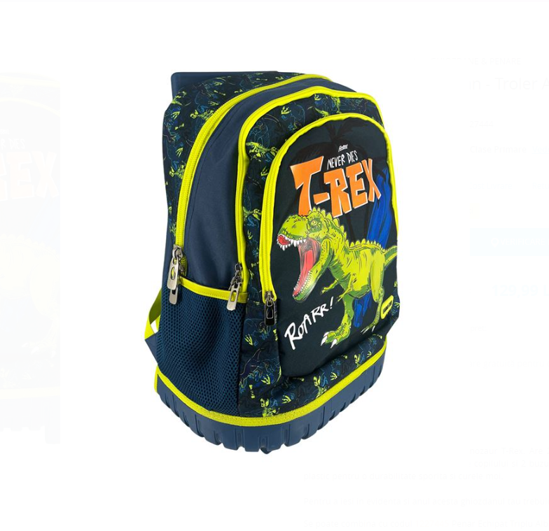 Ghiozdan, Troler scoala pentru baieti, T-Rex, Fanatee, 2 compartimente - imagine 5