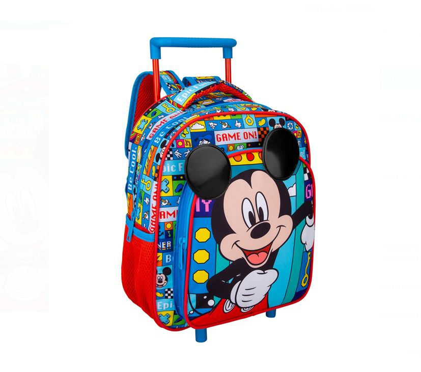 Ghiozdan pentru Gradinita, Troler Gradinita 3D Mickey - imagine 3