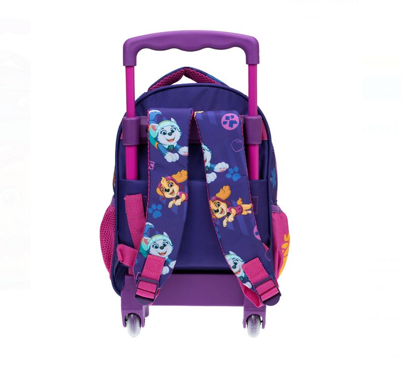Ghiozdan pentru Gradinita, Troler fete Paw Patrol - imagine 3