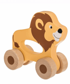 Alternative view of Leu din lemn, albastru, cu 4 Roti, 11.5x12x4.5cm, 6 luni+