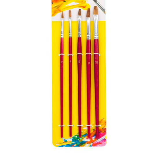 Set 5 pensule pictura cu par natural si varf plat - imagine 2