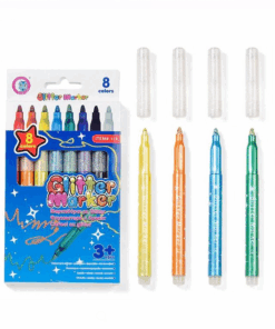 Set 8 carioci subtiri cu glitter, lavabile