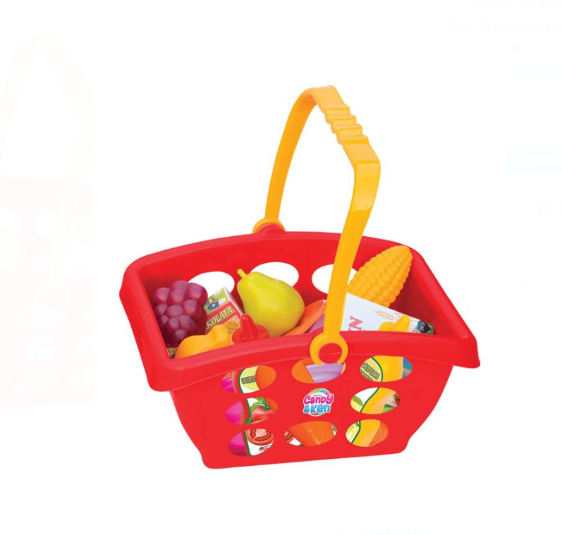 Cos pentru cumpaturi, cu accesorii, 14 alimente, 3 ani+ - imagine 2