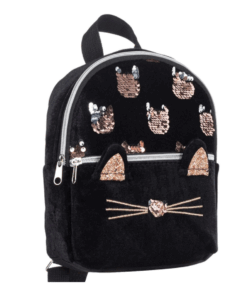 Ghiozdan-Gradinita-Fete-negru-si-paiete-Pisicuta