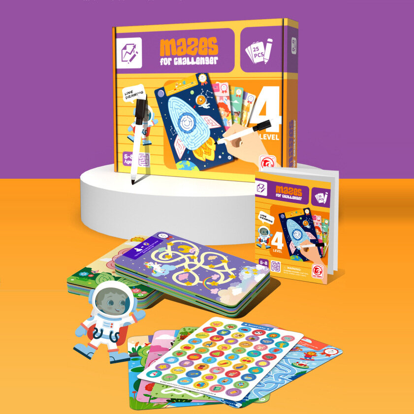 Joc Labirint cu Planse Reutilizabile,educative pentru copii, 50 modele, 5 ANI+ - imagine 2