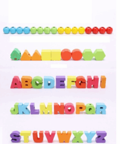 Alternative view of Joc de tip Montessori, set 75 margele din lemn, 3 ani