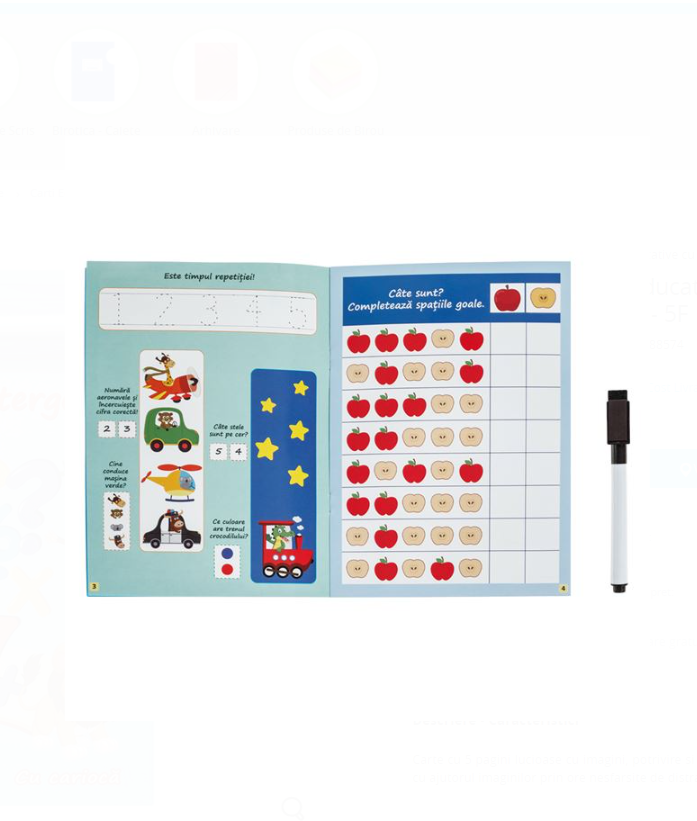 Carte educativa reutilizabila, Scris si Sterge, Cifre - imagine 2