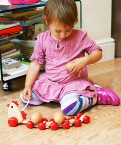 Alternative view of Jucarie de tras din lemn -Gaina cu oua, 3 ani