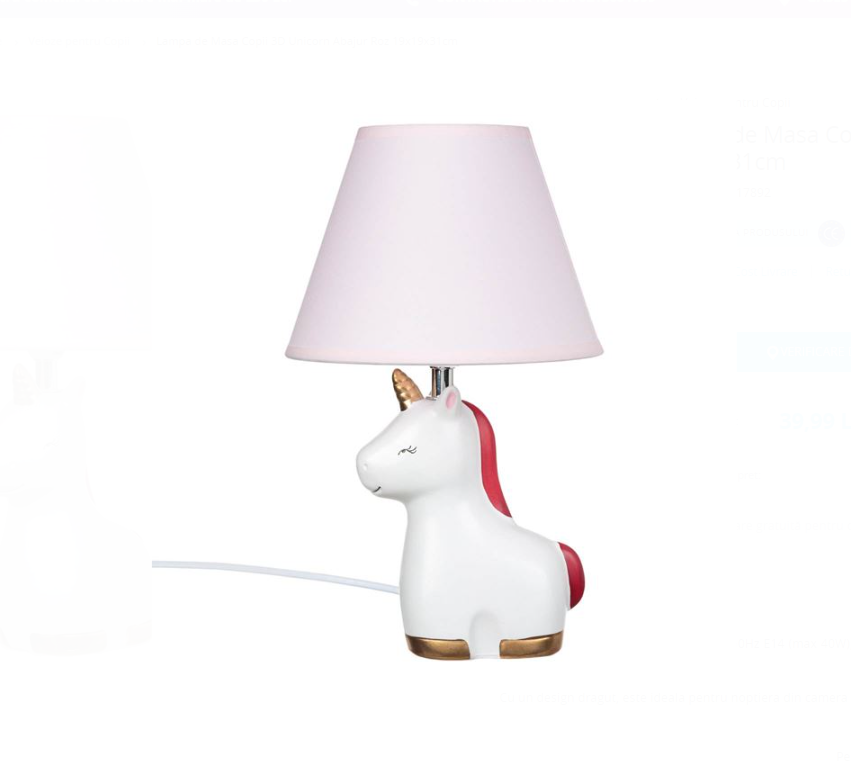 Lampa de masa pentru camera copiilor, Unicorn 3D - imagine 2
