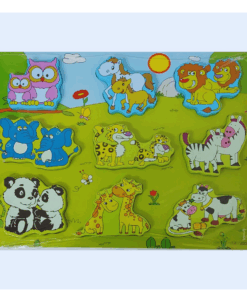 Puzzle incastru 3D cu 10 piese groase, Animale