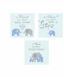 Set 3 tablouri decorative , Elefant, 25x25 cm