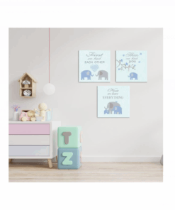 Alternative view of Set 3 tablouri decorative , Elefant, 25x25 cm