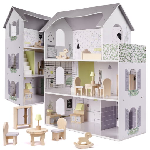 Casa de papusi din MDF complet utilata si mobilata 70 cm gri 01.jpeg