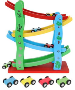 Circuit de curse cu 4 piste si 4 masinute din lemn 01.jpeg