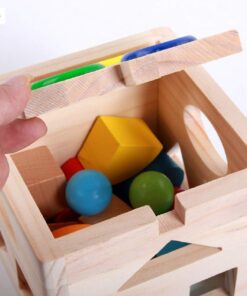 Cub Educativ Montessori cu 12 forme geometrice din lemn 3 ani 001.jpg