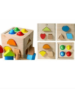 Cub Educativ Montessori cu 12 forme geometrice din lemn 3 ani 001.png