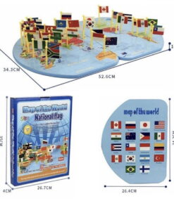 Harta Lumii din lemn cu 36 steaguri nationale 07.jpg