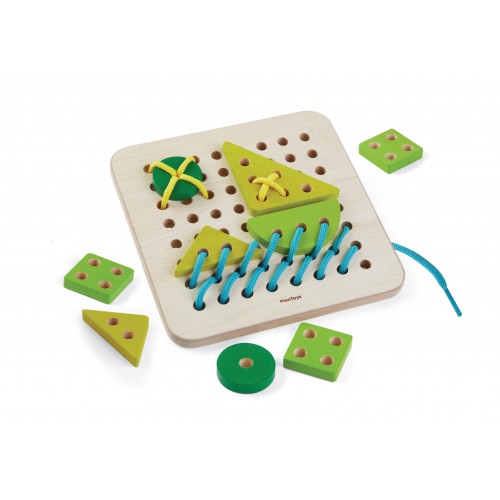 Joc Montessori de snuruit din lemn - Forme geometrice, 3 ani - imagine 4